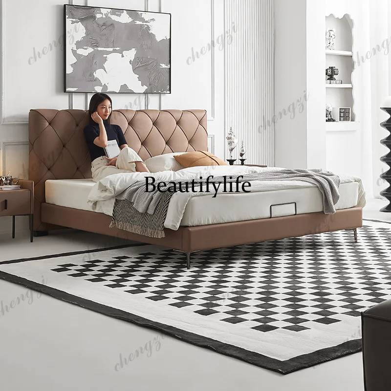 Decoration Brown Double Bed Luxury Minimalist Modern Pliable Double Bed Accessories Household Cama Twin Furniture For Home
Decoration Brown Double Bed Luxury Minimalist Modern Pliable Double Bed Accessories Household Cama Twin Furniture For Home