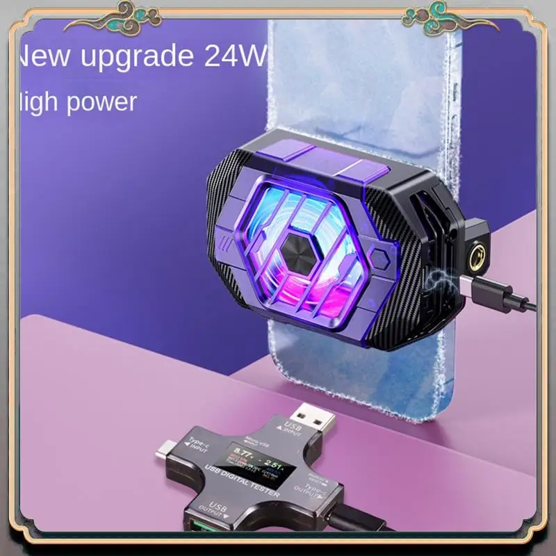 A46M-Phone Back-Clip Semiconductor Cooler 24W 3 Gears Adjustable Cooling Fan Radiator RGB Light Effect Mobile Radiator
A46M-Phone Back-Clip Semiconductor Cooler 24W 3 Gears Adjustable Cooling Fan Radiator RGB Light Effect Mobile Radiator