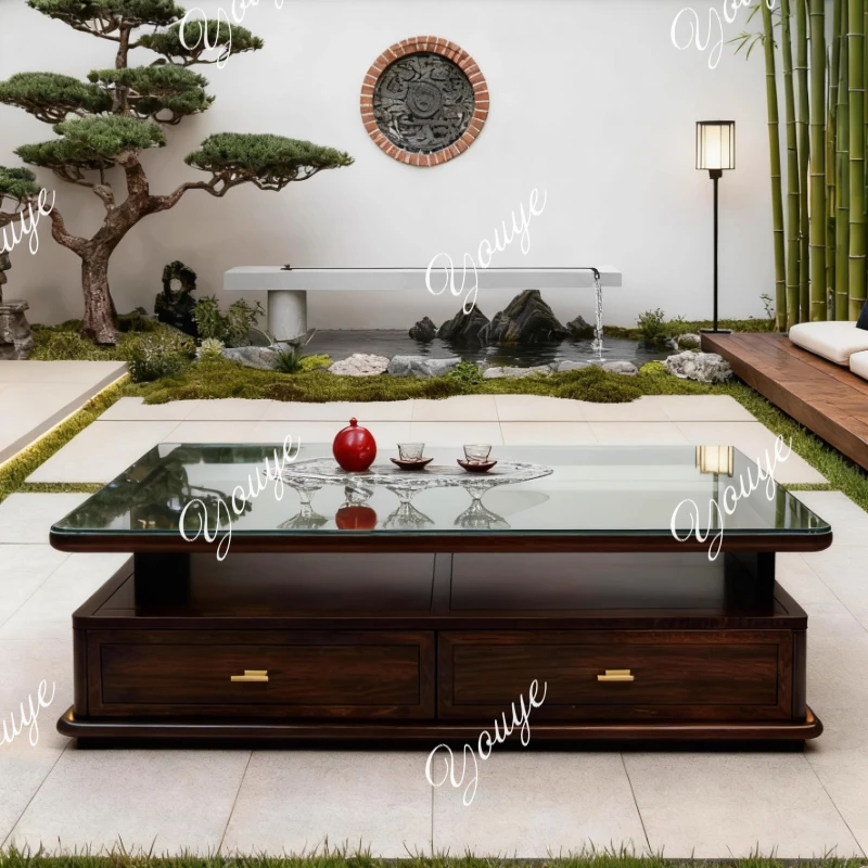 style all-solid wood coffee table Italian retro style black walnut square glass coffee table small apartment living room storage
style all-solid wood coffee table Italian retro style black walnut square glass coffee table small apartment living room storage