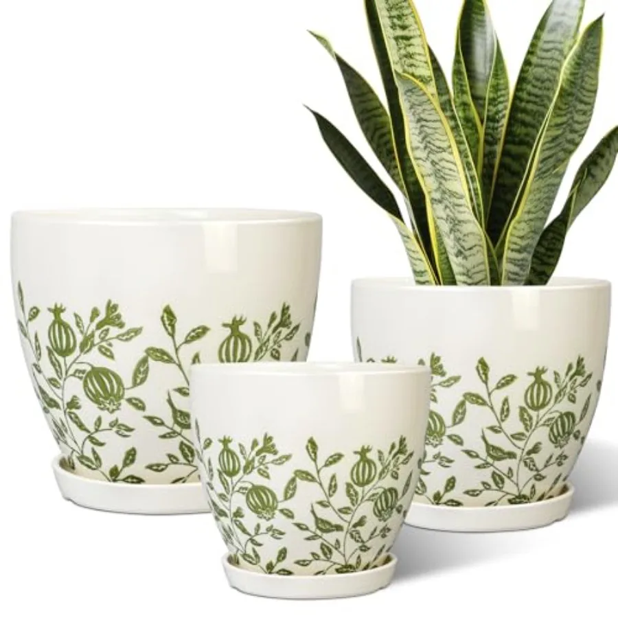 Ceramic Flower Pots Indoor - 10+8+6 Inch Ceramic Planters for Outdoor Plants Boho Round Planter Pots with Drainage Holes and Sa
Ceramic Flower Pots Indoor - 10+8+6 Inch Ceramic Planters for Outdoor Plants Boho Round Planter Pots with Drainage Holes and Sa