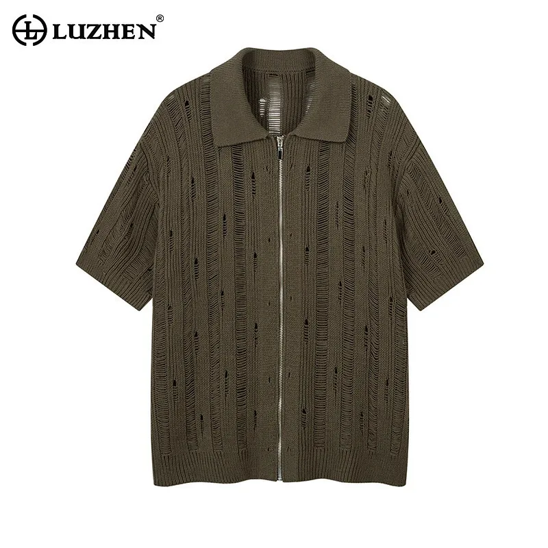 LUZHEN 2025 Trendy Summer New Solid Color Zipper Lapel Short Sleeve Knitted Tops Men Stylish Handsome Hollow Out Sweater JY1481
LUZHEN 2025 Trendy Summer New Solid Color Zipper Lapel Short Sleeve Knitted Tops Men Stylish Handsome Hollow Out Sweater JY1481