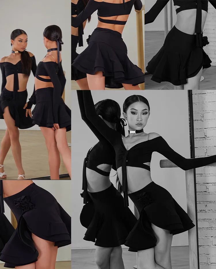 Latin Dance set Clothes Girls Long SLeeves Short Top Skirt Cha cha samba Performance Competition Dress Burgundy Black Dress Kids
Latin Dance set Clothes Girls Long SLeeves Short Top Skirt Cha cha samba Performance Competition Dress Burgundy Black Dress Kids