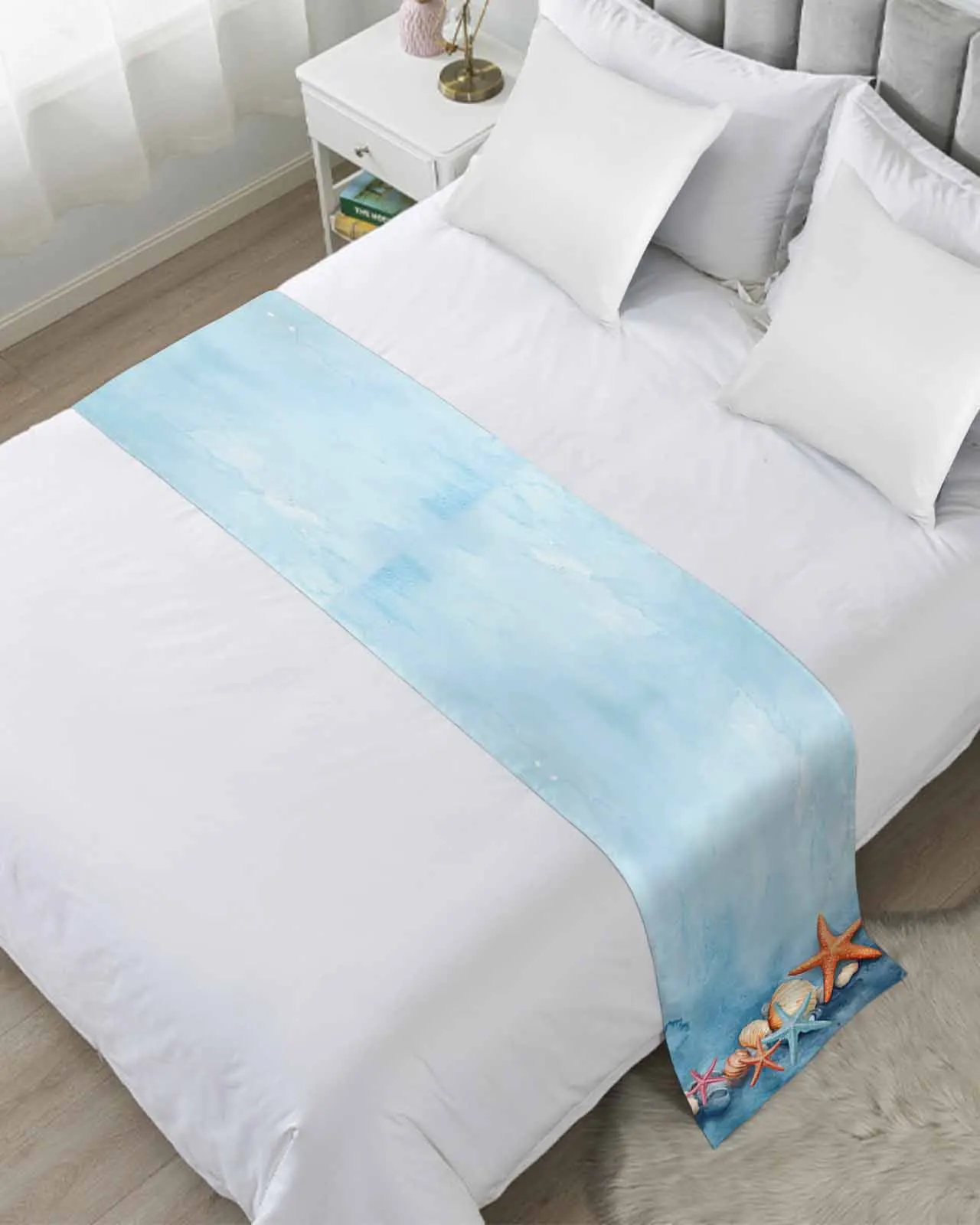 Blue Background Starfish Shell Ocean Bed Runner Luxury Hotel Bed Tail Scarf Decorative Cloth Home Bedroom
Blue Background Starfish Shell Ocean Bed Runner Luxury Hotel Bed Tail Scarf Decorative Cloth Home Bedroom