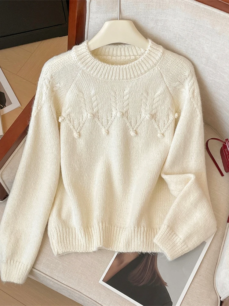 Women White Pullover Mohair Sweater Harajuku Y2k Long Sleeve O-Neck Knitted Cashmere Sweaters Vintage 2000s Clothes Autumn 2024
Women White Pullover Mohair Sweater Harajuku Y2k Long Sleeve O-Neck Knitted Cashmere Sweaters Vintage 2000s Clothes Autumn 2024