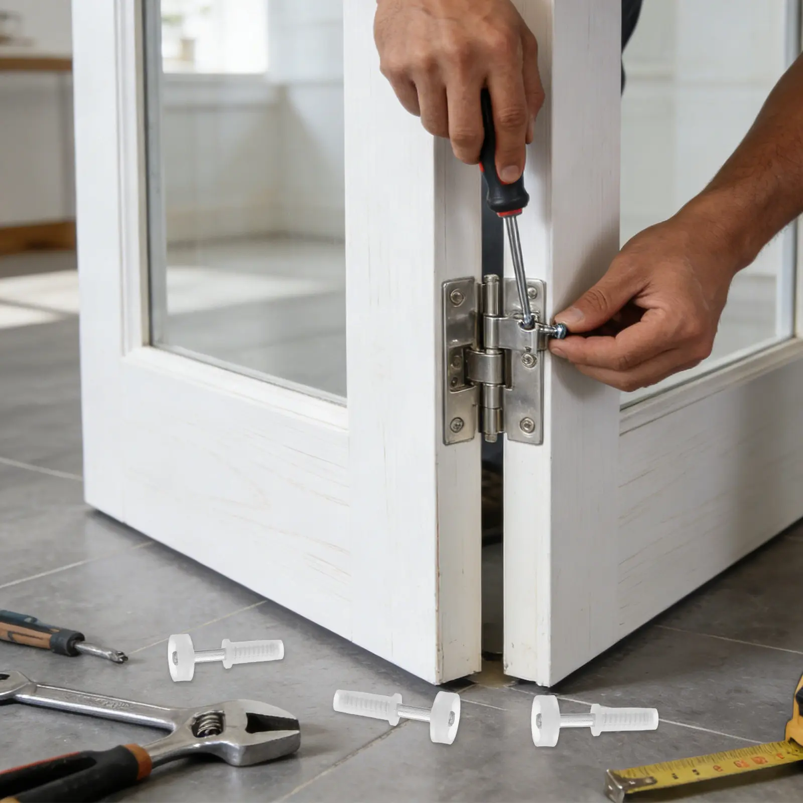 Комплект фурнитуры для складных дверей (6 шт.): регулируемые верхние ролики, пружинные направляющие штифты, запасные части для шкафов и кладовых
Комплект фурнитуры для складных дверей (6 шт.): регулируемые верхние ролики, пружинные направляющие штифты, запасные части для шкафов и кладовых