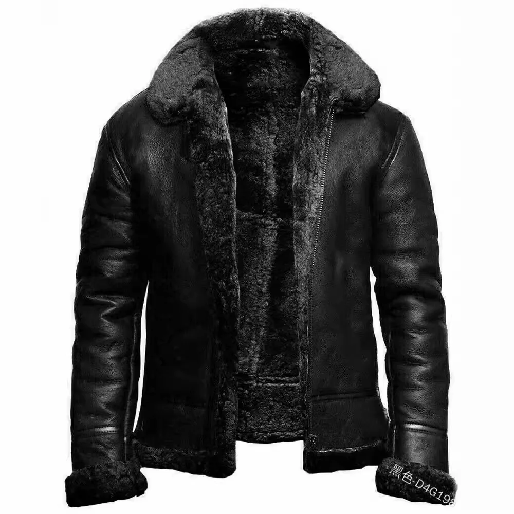 Men Autumn Winter Leather Bomber Jackets Fleece Motorcycle Retro Faux Fur Collar Coat Male Thicken Fleece Pilot Pu Leather Coat
Men Autumn Winter Leather Bomber Jackets Fleece Motorcycle Retro Faux Fur Collar Coat Male Thicken Fleece Pilot Pu Leather Coat