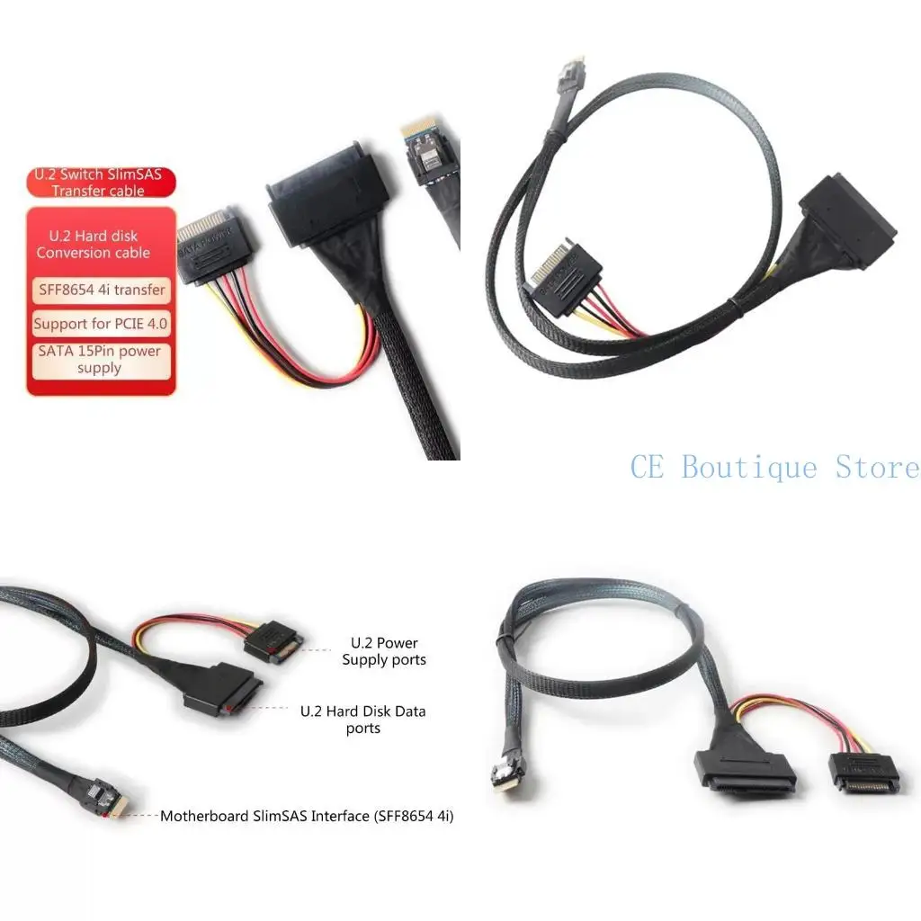 652F SlimSAS SFF-8654 4i to U.2 SFF-8639 Converter Cable 15pin Cord Line 32AWG Tinned-copper PCIE4.0 SSD Cable
652F SlimSAS SFF-8654 4i to U.2 SFF-8639 Converter Cable 15pin Cord Line 32AWG Tinned-copper PCIE4.0 SSD Cable