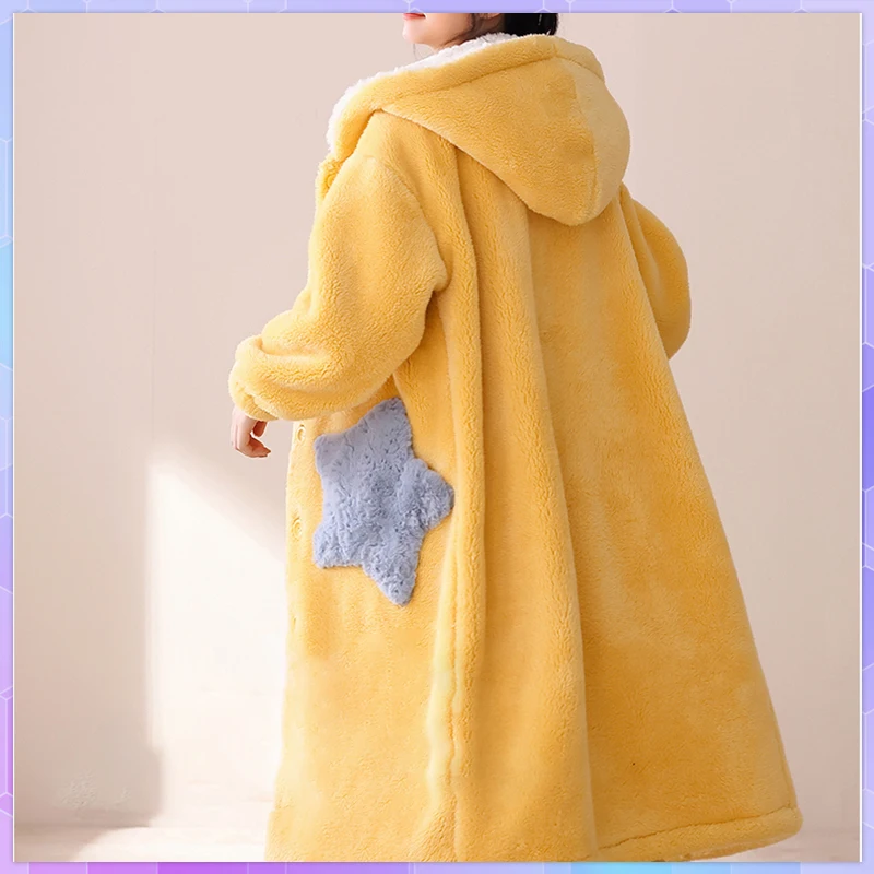 Plus Size Coral Velvet Sleepwear Women's Winter Pajamas Trousers Sets Warm Fleece Hooded Bathrobe Pajama Sets Robe Pijama Kimono
Plus Size Coral Velvet Sleepwear Women's Winter Pajamas Trousers Sets Warm Fleece Hooded Bathrobe Pajama Sets Robe Pijama Kimono