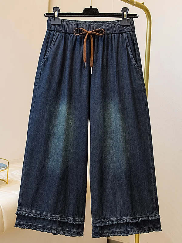 Deep Denim Blue Wide Leg Jeans Women's Summer New Vintage Wash High Waist Belt Casual Nine Point Pants Floral Design
Deep Denim Blue Wide Leg Jeans Women's Summer New Vintage Wash High Waist Belt Casual Nine Point Pants Floral Design