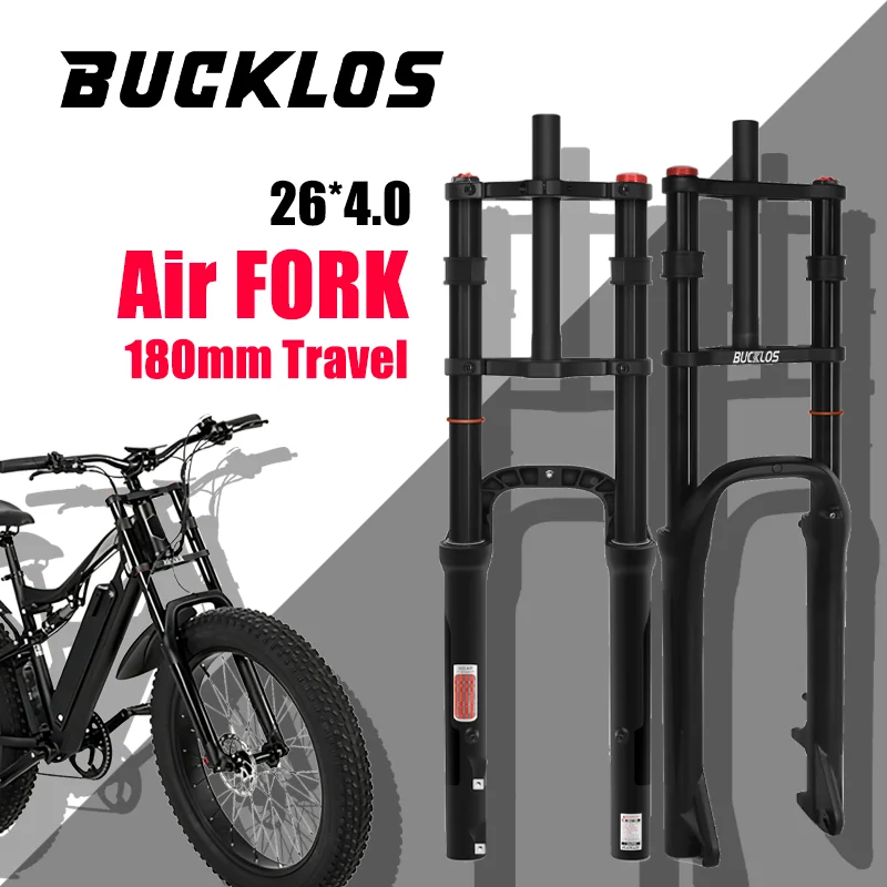 BUCKLOS Bike Air Suspension Fork 26*4.0 Downhill 180mm Travel Beach Fat Bicycle Fork Double Shoulder MTB DH Fork Cycling Parts
BUCKLOS Bike Air Suspension Fork 26*4.0 Downhill 180mm Travel Beach Fat Bicycle Fork Double Shoulder MTB DH Fork Cycling Parts