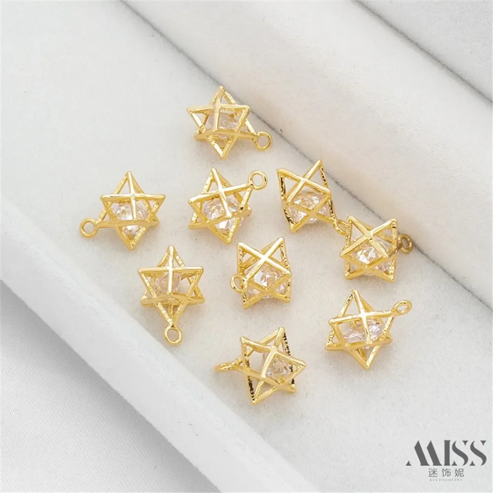 14K Gold-wrapped Hollow Hexagonal Star Zircon Pendant DIY Accessories Chain Charm Pendant Handmade Jewelry Material
14K Gold-wrapped Hollow Hexagonal Star Zircon Pendant DIY Accessories Chain Charm Pendant Handmade Jewelry Material