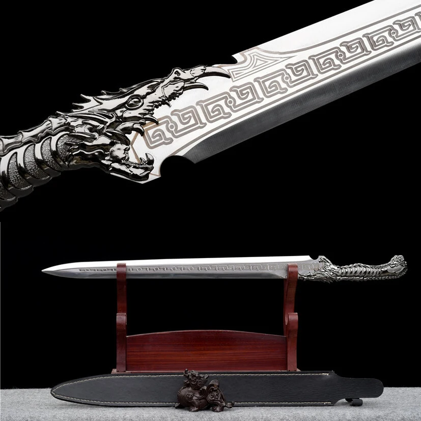76cm Silver Frost Battle Sword Medieval katana Battle Preparation full tang Dragon Tiger True Steel Edge Cutting Ninja Kung Fu M
76cm Silver Frost Battle Sword Medieval katana Battle Preparation full tang Dragon Tiger True Steel Edge Cutting Ninja Kung Fu M