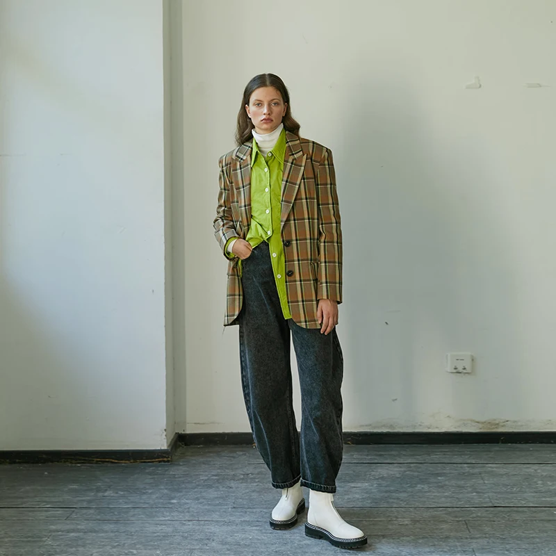 Independent Oversize Suit Jaet in Khaki een with Floral Embroidery Vintage Plaid ape Women's Busin Wear
Independent Oversize Suit Jaet in Khaki een with Floral Embroidery Vintage Plaid ape Women's Busin Wear