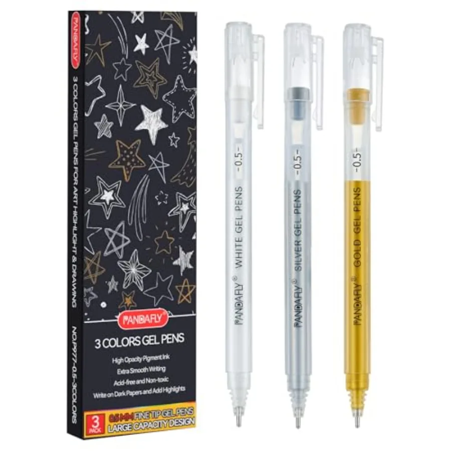 White Gel Pens, 0.5mm Extra Fine Point Archival Ink Pen for Journaling, Art, or Drawing - For Artist Gifts, Holiday Gifts and D
White Gel Pens, 0.5mm Extra Fine Point Archival Ink Pen for Journaling, Art, or Drawing - For Artist Gifts, Holiday Gifts and D