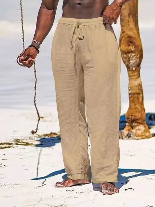 2025 Men's New Hawaiian Linen Loose Straight Leg Casual Pants Men's Simple Fashion Solid Color Beach Vacation Pants
2025 Men's New Hawaiian Linen Loose Straight Leg Casual Pants Men's Simple Fashion Solid Color Beach Vacation Pants