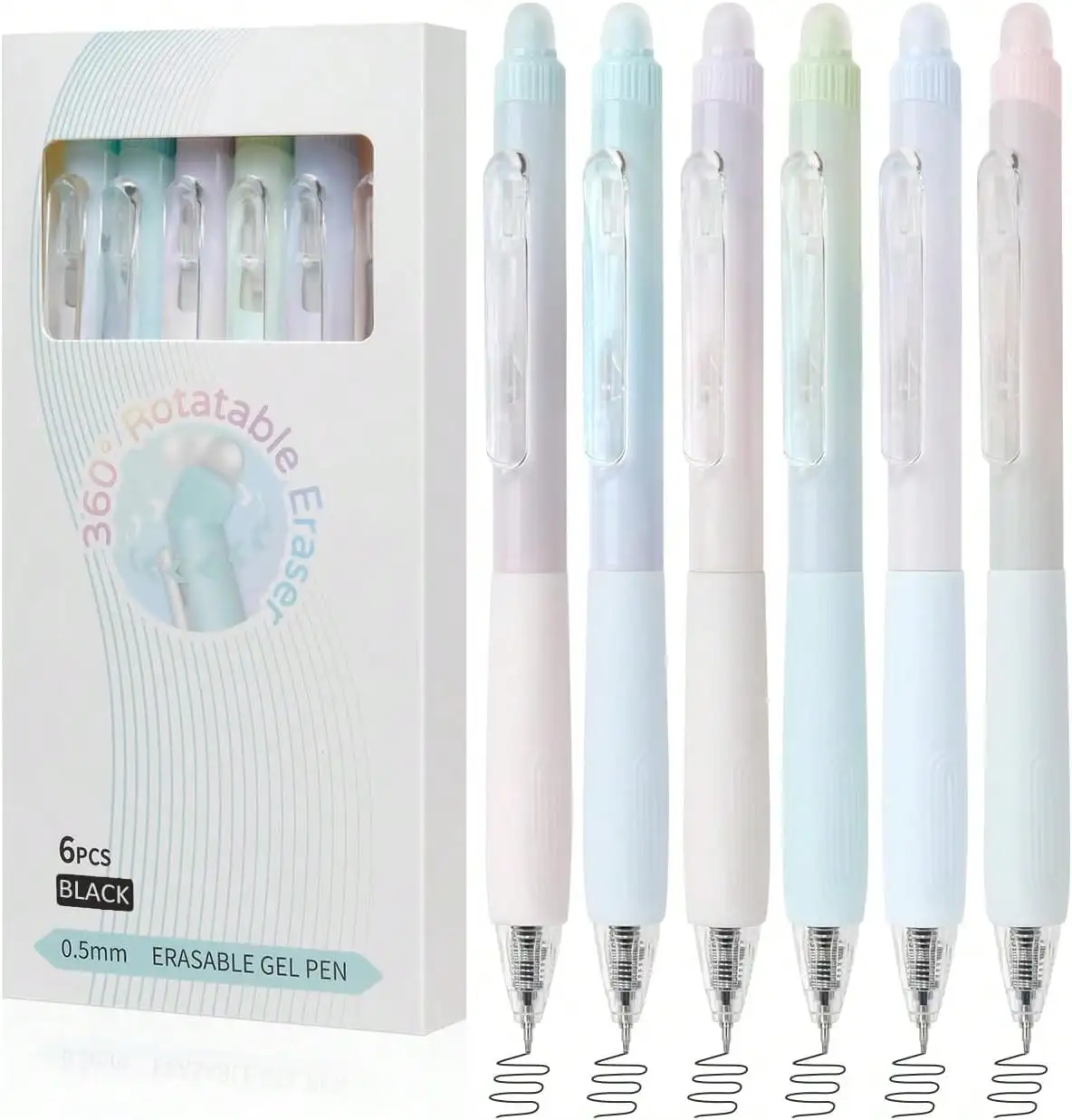 Erasable Gel Pens – 6 Pack Fine Point 0.5mm Black Ink with Rotating Erasers for Writing & Drawing
Erasable Gel Pens – 6 Pack Fine Point 0.5mm Black Ink with Rotating Erasers for Writing & Drawing