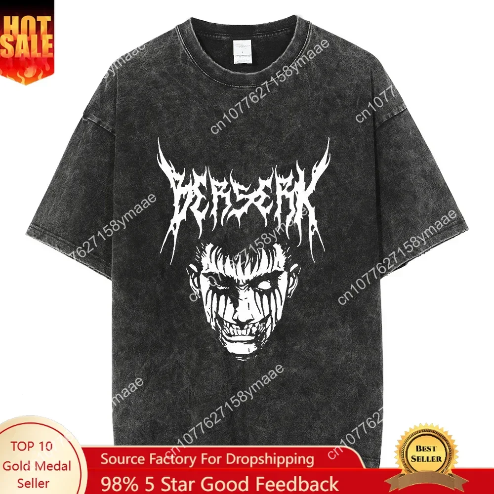 Hip-Hop Streetwear Tshirt Men Women Oversize Japanese Anime Berserk Graphic Print T Shirt Washed Short Sleeve Vintage Tshirt Bla
Hip-Hop Streetwear Tshirt Men Women Oversize Japanese Anime Berserk Graphic Print T Shirt Washed Short Sleeve Vintage Tshirt Bla