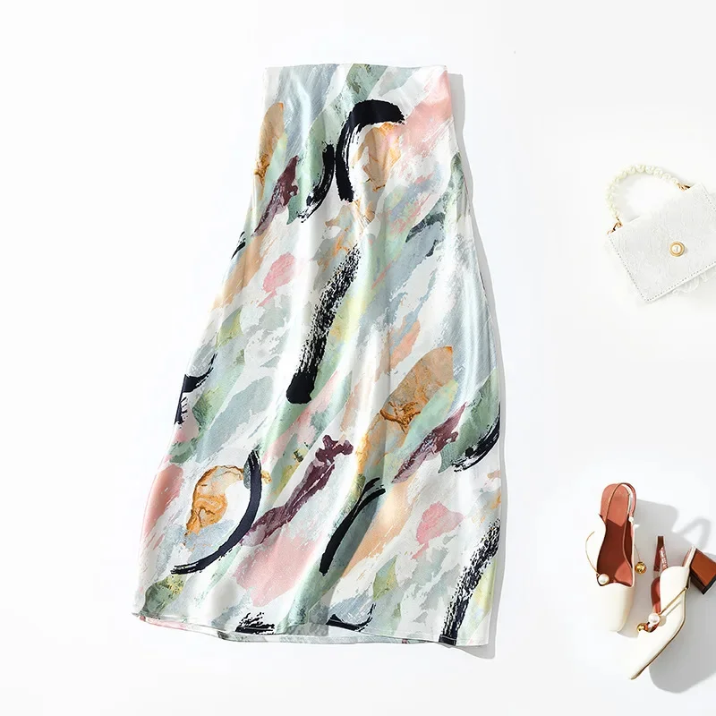 Women Summer Skirts High End Elegant Slim Midium A-line Skirt Female French Style Printed Acetic Acid Satin Clothing New Faldas
Women Summer Skirts High End Elegant Slim Midium A-line Skirt Female French Style Printed Acetic Acid Satin Clothing New Faldas