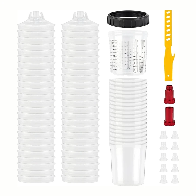 Disposable Paint Mixing Cup System 50Pack Paint Cups With Lids,Hard Cup With Retainer Ring,10PCS Plugs,2PCS Cup Adapter
Disposable Paint Mixing Cup System 50Pack Paint Cups With Lids,Hard Cup With Retainer Ring,10PCS Plugs,2PCS Cup Adapter