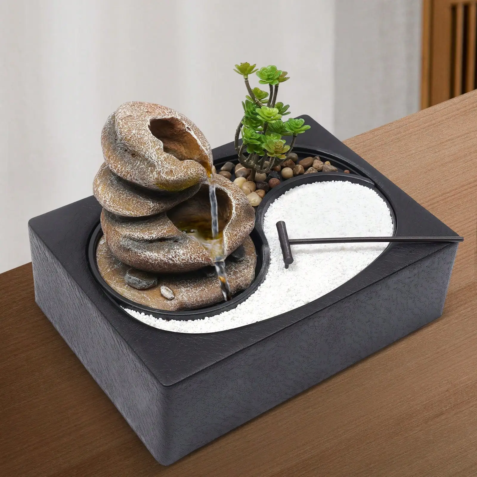 11.4x8.3x8.7in Tabletop Fountain With LED Light Waterfall Zen Meditation Desktop Resin Rockery Water Fountain Bonsai Decor Gift
11.4x8.3x8.7in Tabletop Fountain With LED Light Waterfall Zen Meditation Desktop Resin Rockery Water Fountain Bonsai Decor Gift