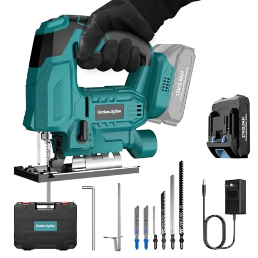 Cordless Jig Saw with Battery and Charger Jigsaw Tool for Makita 18V Battery with LED Light Varible Speed Bevel Angle 0°-45° 3-
Cordless Jig Saw with Battery and Charger Jigsaw Tool for Makita 18V Battery with LED Light Varible Speed Bevel Angle 0°-45° 3-