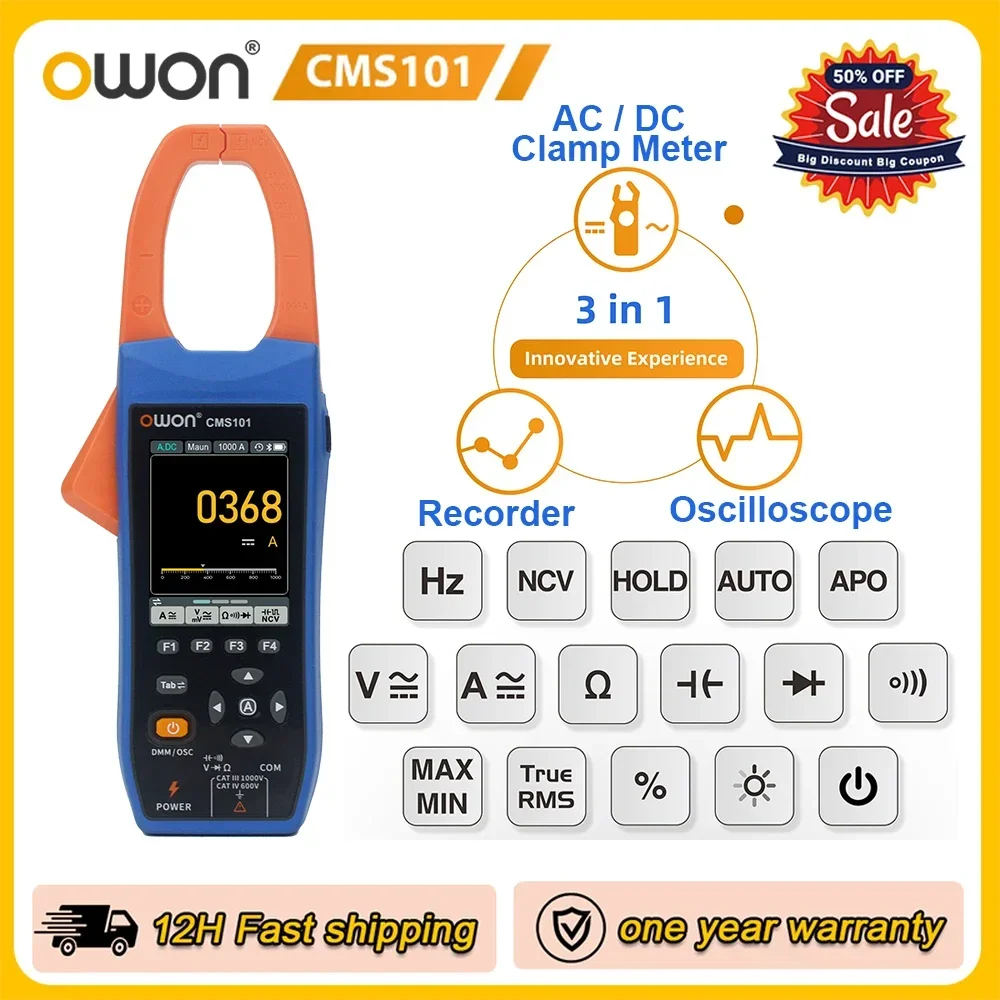 OWON CMS101 Осциллограф с ручкой 3-в-1 1000A Измерительные клещи переменного/постоянного тока + функция записи NCV Цифровой многофункциональный измерительный прибор 2,8 дюйма IPS LCD
OWON CMS101 Осциллограф с ручкой 3-в-1 1000A Измерительные клещи переменного/постоянного тока + функция записи NCV Цифровой многофункциональный измерительный прибор 2,8 дюйма IPS LCD