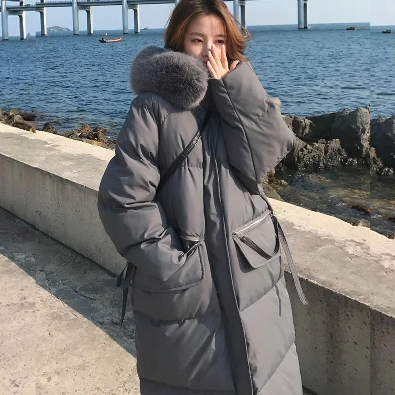New Winter Thick Warm Cotton-padded Jacket Women Long Korean Fashion Loose Parkas Female Faux Fur Collar Hooded Windproof Coat
New Winter Thick Warm Cotton-padded Jacket Women Long Korean Fashion Loose Parkas Female Faux Fur Collar Hooded Windproof Coat