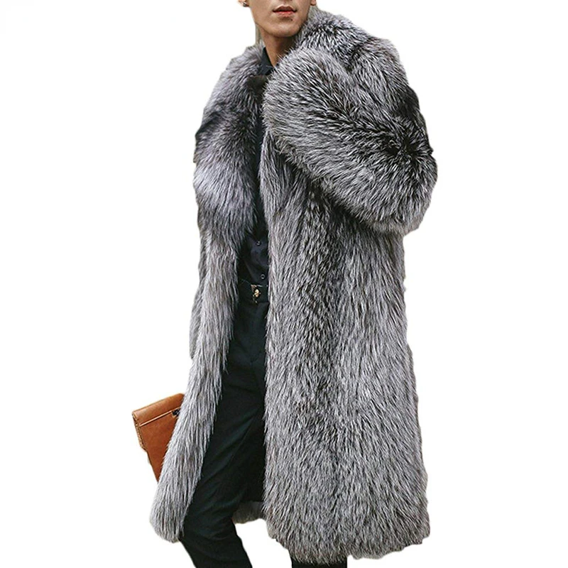 Men's Luxury North Winter Warm Faux Fur Long Jacket New Faux Fox Fur Thicken Notched Overcoat Men Punk Outwear Gray
Men's Luxury North Winter Warm Faux Fur Long Jacket New Faux Fox Fur Thicken Notched Overcoat Men Punk Outwear Gray