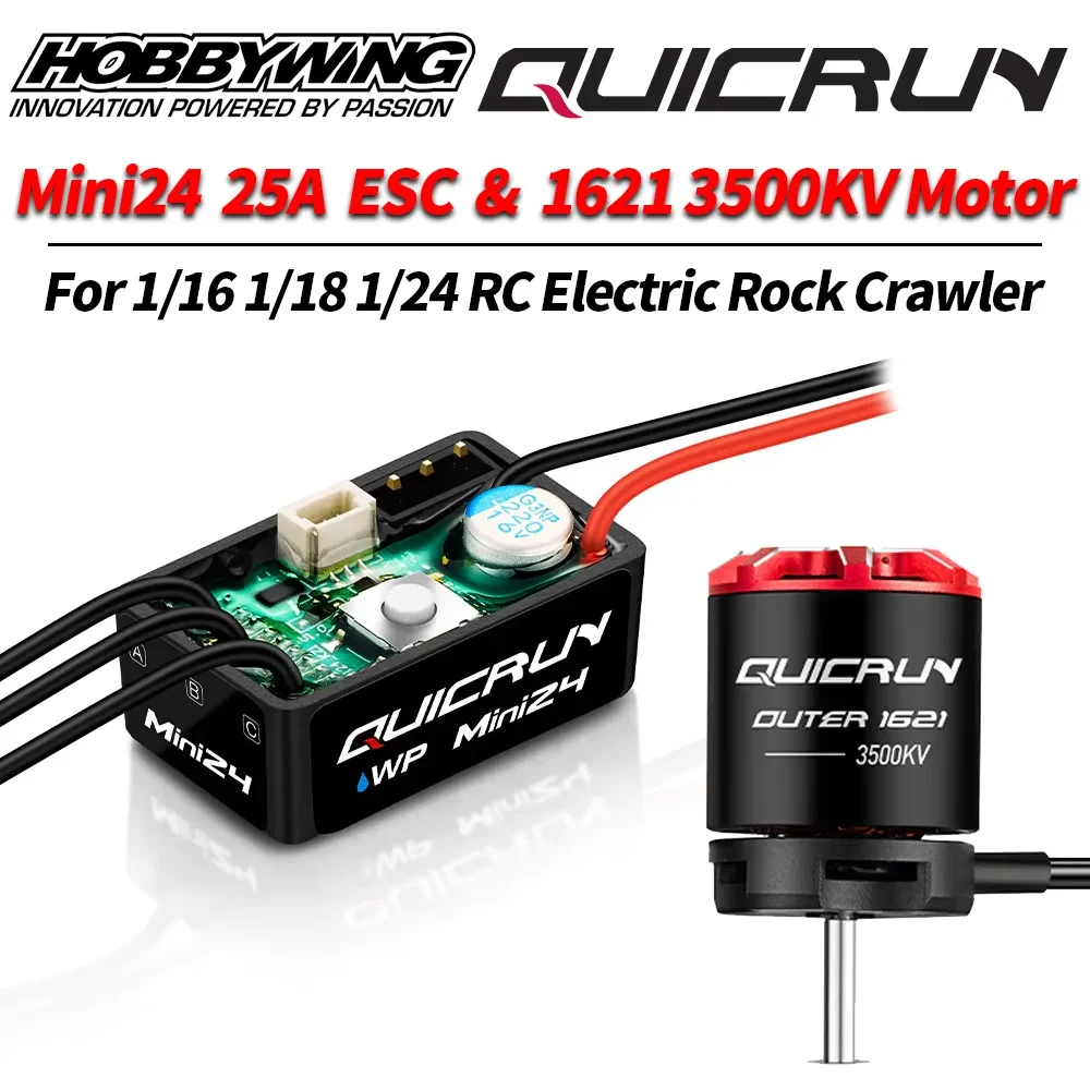 HOBBYWING QuicRun WP Mini24 25A ESC Outer 1621 3500KV Motor Brushless Sensorless Combo for 1/18 1/24 RC Model Car Crawler
HOBBYWING QuicRun WP Mini24 25A ESC Outer 1621 3500KV Motor Brushless Sensorless Combo for 1/18 1/24 RC Model Car Crawler