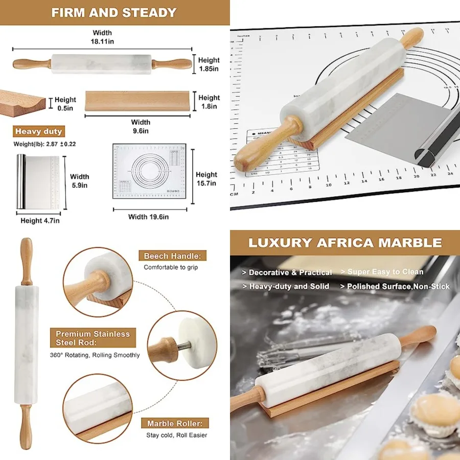 African Natural Marble Rolling Pin, Non-Stick Polished Dough Roller, Pasta, Dumpling, Fondant, Pie Crust, Bread, Pizza Dough, K
African Natural Marble Rolling Pin, Non-Stick Polished Dough Roller, Pasta, Dumpling, Fondant, Pie Crust, Bread, Pizza Dough, K