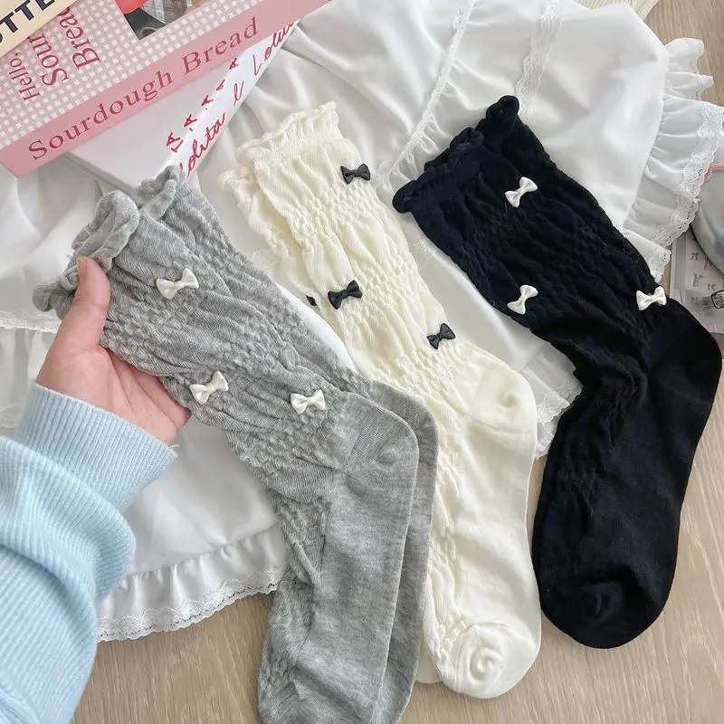 Women Socks Cotton Thin Breathable Solid Color Black White Gray Long Socks Cute Bow JK Sweet Girls Lolita Kawaii Princess Socks
Women Socks Cotton Thin Breathable Solid Color Black White Gray Long Socks Cute Bow JK Sweet Girls Lolita Kawaii Princess Socks
