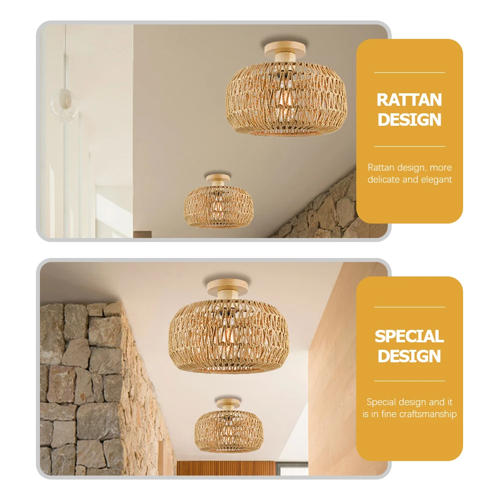 Ceiling Lamp Farmhouse Style Wicker Rattan Flush Mount Light Fixture Decorative Home Lighting for Living Room
Ceiling Lamp Farmhouse Style Wicker Rattan Flush Mount Light Fixture Decorative Home Lighting for Living Room