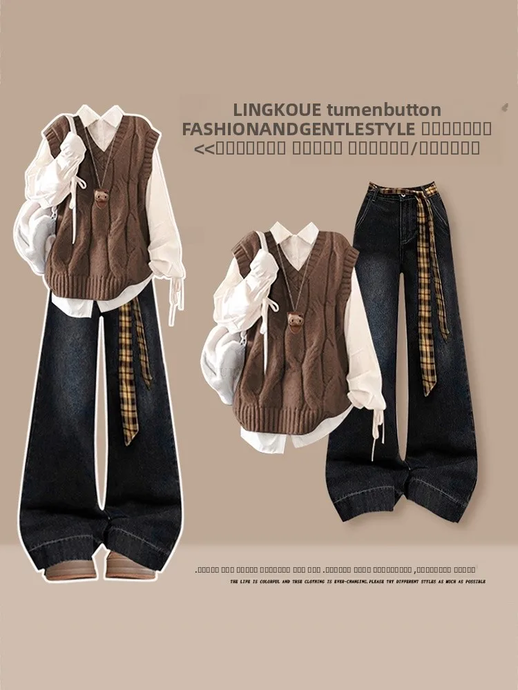 Женский осенне-зимний джинсовый вязаный жилет с высокой талией и многослойный комплект футболок Faionable в Корейском стиле в стиле ретро
Женский осенне-зимний джинсовый вязаный жилет с высокой талией и многослойный комплект футболок Faionable в Корейском стиле в стиле ретро