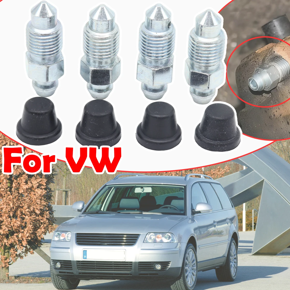 For VW Golf Passat Polo Transporter Front Rear Bleeder Valves and Rubber Dust Caps Left Right Caliper Bleed Nipple Screw Repair
For VW Golf Passat Polo Transporter Front Rear Bleeder Valves and Rubber Dust Caps Left Right Caliper Bleed Nipple Screw Repair