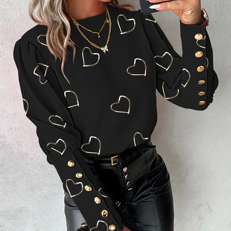 Women Shirts Full Sleeve Round Neck Blouses Regular Tops Splice Slim Fit Top Button Office Ladies Blouse Print Spring 2024
Women Shirts Full Sleeve Round Neck Blouses Regular Tops Splice Slim Fit Top Button Office Ladies Blouse Print Spring 2024
