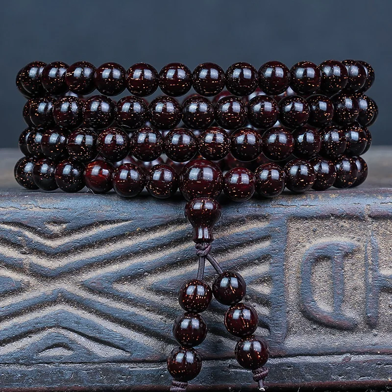 Small-leaf rosewood bracelet, authentic Indian sandalwood Buddhist prayer , 2.0mm, filled with golden specks, 108 beads
Small-leaf rosewood bracelet, authentic Indian sandalwood Buddhist prayer , 2.0mm, filled with golden specks, 108 beads