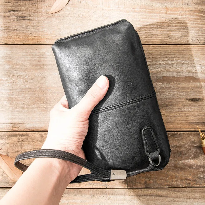 Retro Men's Top Layer Leather Long Wallet Genuine Leather Hand Clutch Zipper Multifunctional Durable Purse Classic Black Bag
Retro Men's Top Layer Leather Long Wallet Genuine Leather Hand Clutch Zipper Multifunctional Durable Purse Classic Black Bag