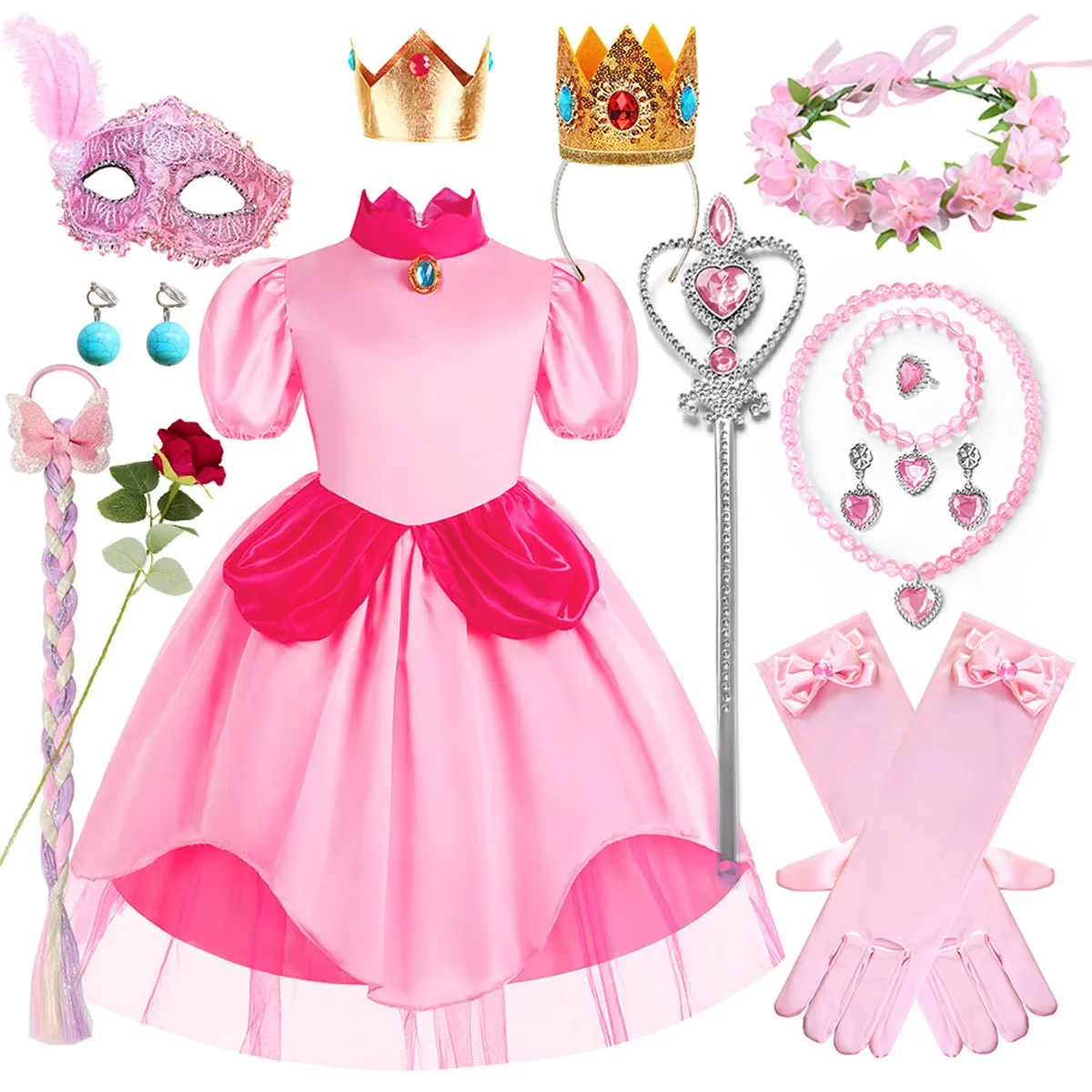2026 Cute Pink Princess Peach Short Sleeve Princess Dress + Crown + Pink Accessories Set Halloween Festival Party Dress 2-10T
2026 Cute Pink Princess Peach Short Sleeve Princess Dress + Crown + Pink Accessories Set Halloween Festival Party Dress 2-10T