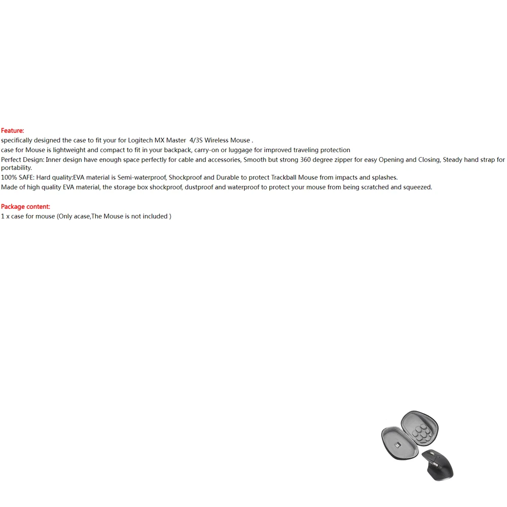 Portable Storage Bag for Logitech MX Master 4/3S Wireless Mouse Hard Travel Carrying Case Drop-Proof & Dust-Proof Protective Box
Portable Storage Bag for Logitech MX Master 4/3S Wireless Mouse Hard Travel Carrying Case Drop-Proof & Dust-Proof Protective Box