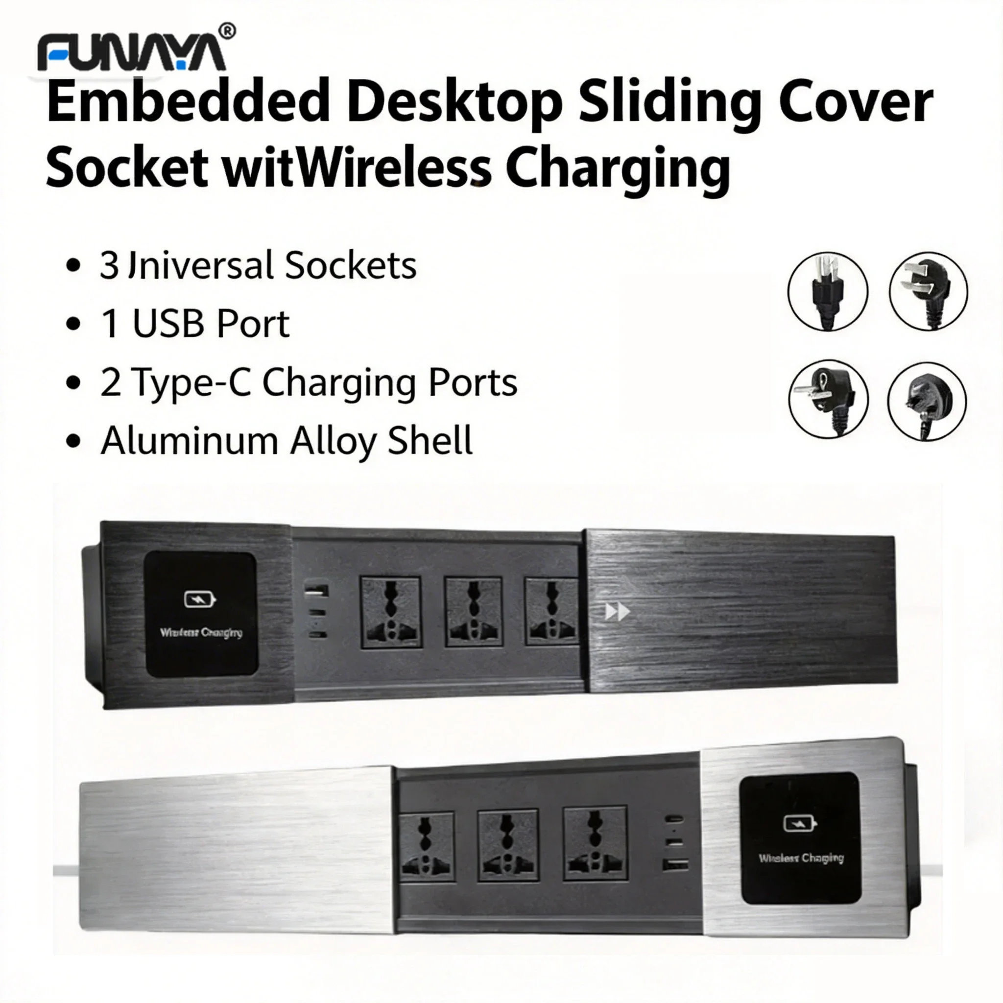 FUNAYA Universal Built-in Table Socket Slide Cover with USB Recessed Desktop Electrical Socket EU UK AU US Plug Wireless Charger
FUNAYA Universal Built-in Table Socket Slide Cover with USB Recessed Desktop Electrical Socket EU UK AU US Plug Wireless Charger