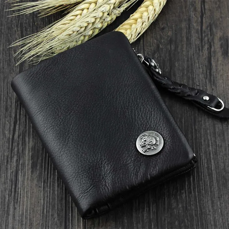 Vintage Genuine Leather Men's Wallet Foldable Buttons Purse Retro Biker Wallet Women Male Rock Punk Goth Handbags Card Bag
Vintage Genuine Leather Men's Wallet Foldable Buttons Purse Retro Biker Wallet Women Male Rock Punk Goth Handbags Card Bag