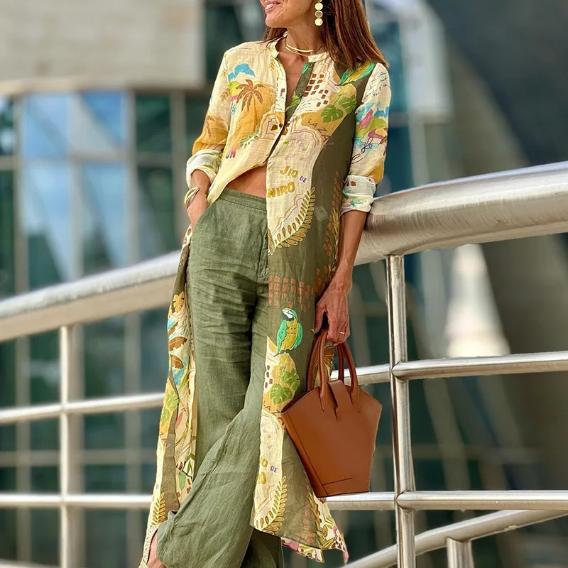 Spring Women Fashion O-neck Loose Long Shirt Elegant Patterned Print Cardigan Tops Summer Casual Long Sleeve Blouse Streetwears
Spring Women Fashion O-neck Loose Long Shirt Elegant Patterned Print Cardigan Tops Summer Casual Long Sleeve Blouse Streetwears