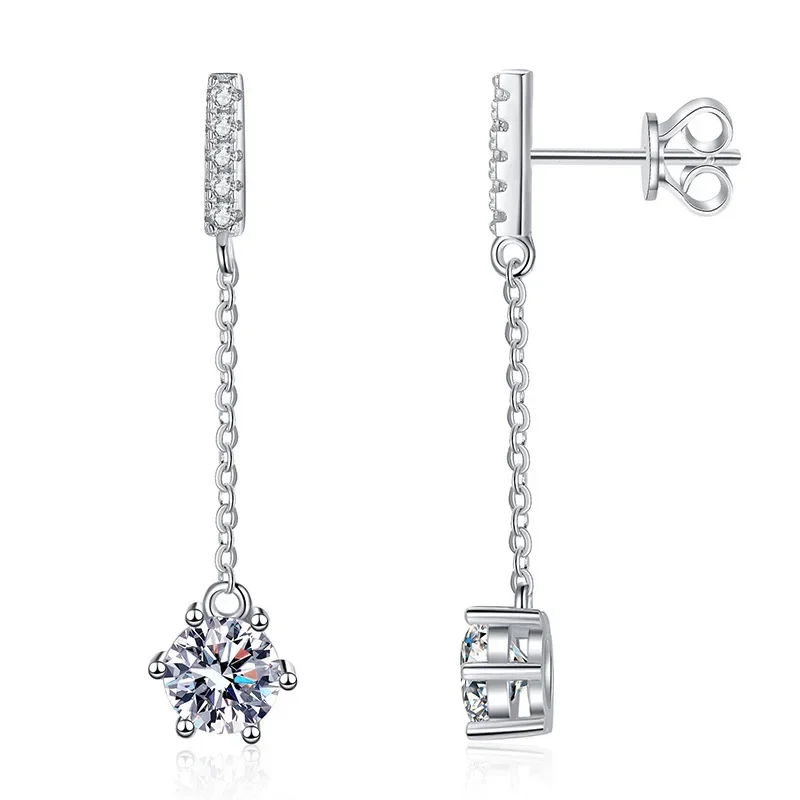 18K Platinum Diamond Stud Earrings Tassel Six Claw D Color Moissanite 1 Carat Plated PT950 Platinum Ear Wire
18K Platinum Diamond Stud Earrings Tassel Six Claw D Color Moissanite 1 Carat Plated PT950 Platinum Ear Wire