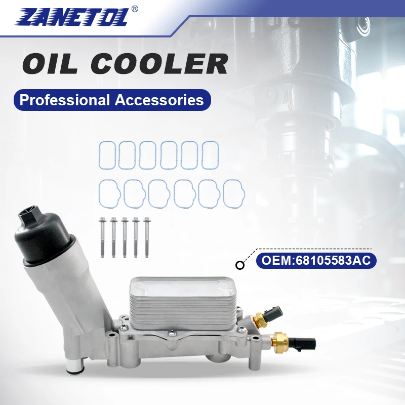 ZANETOL Aluminum Engine Oil Cooler for Jeep Wrangler 2014~2018 for RAM for Chrysler 68105583AC 68105583AB 68105583AD 68310865AA
ZANETOL Aluminum Engine Oil Cooler for Jeep Wrangler 2014~2018 for RAM for Chrysler 68105583AC 68105583AB 68105583AD 68310865AA