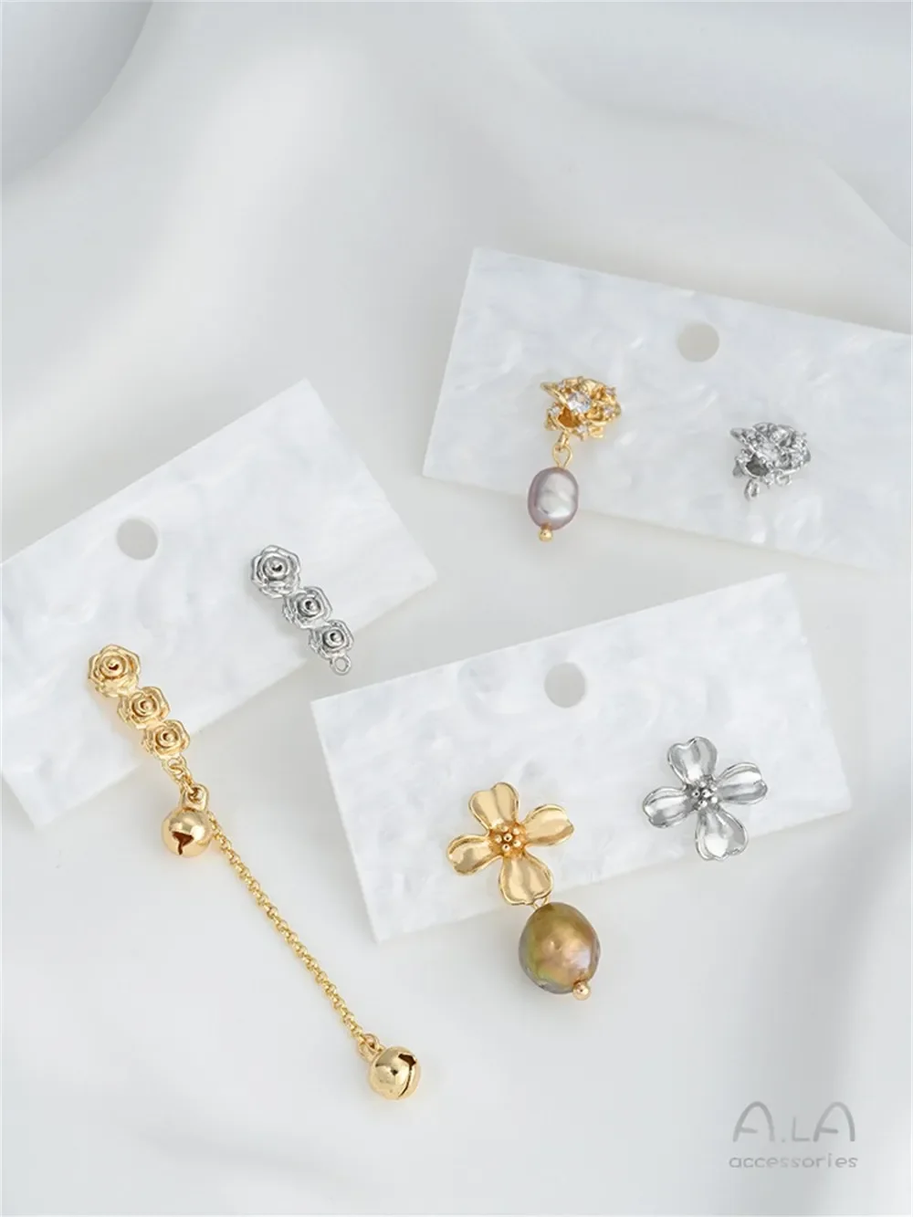 14K Gold-Color Flower Rose with Hanging Floret Earrings 925 Silver Needle DIY Hand-made Earring Material E399
14K Gold-Color Flower Rose with Hanging Floret Earrings 925 Silver Needle DIY Hand-made Earring Material E399