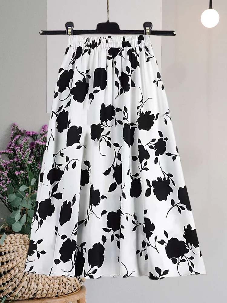 plus Size Women's Elastic Waist A-Line Skirt Summer Floral Print Slimming Hip Covering Full Length Skirt Korean Style
plus Size Women's Elastic Waist A-Line Skirt Summer Floral Print Slimming Hip Covering Full Length Skirt Korean Style