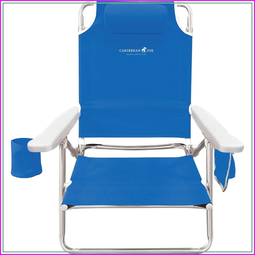 5-Position Lightweight Folding Beach Chair with Headrest, Cup Holder & Shoulder Strap, Blue
5-Position Lightweight Folding Beach Chair with Headrest, Cup Holder & Shoulder Strap, Blue