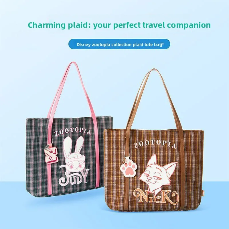 Stylish Disney Zootopia Judy Nick Plaid Tote Bag Shoulder Bag Portable Creative Design Kawaii Cute Gift Casual Outings Daily Use
Stylish Disney Zootopia Judy Nick Plaid Tote Bag Shoulder Bag Portable Creative Design Kawaii Cute Gift Casual Outings Daily Use