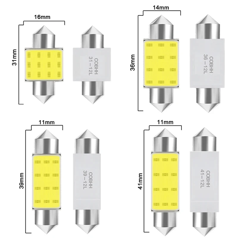 10/20PCS C10W C5W LED Bulb Festoon 31mm 36mm 39mm 41mm LED Car Interior Dome Reading License Plate Lights COB 12V 200LM 6500K
10/20PCS C10W C5W LED Bulb Festoon 31mm 36mm 39mm 41mm LED Car Interior Dome Reading License Plate Lights COB 12V 200LM 6500K