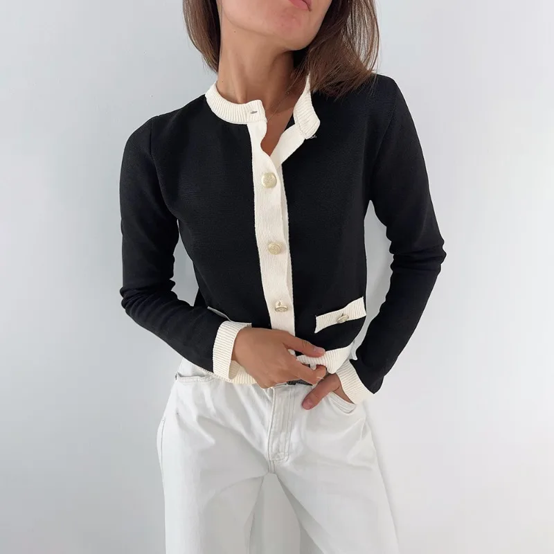Talenza Women Knitted Cardigan Vintage Contrast Single Breakfast Long Sleeve Sweater Autumn Office Basic Fashion Female Knit Top
Talenza Women Knitted Cardigan Vintage Contrast Single Breakfast Long Sleeve Sweater Autumn Office Basic Fashion Female Knit Top